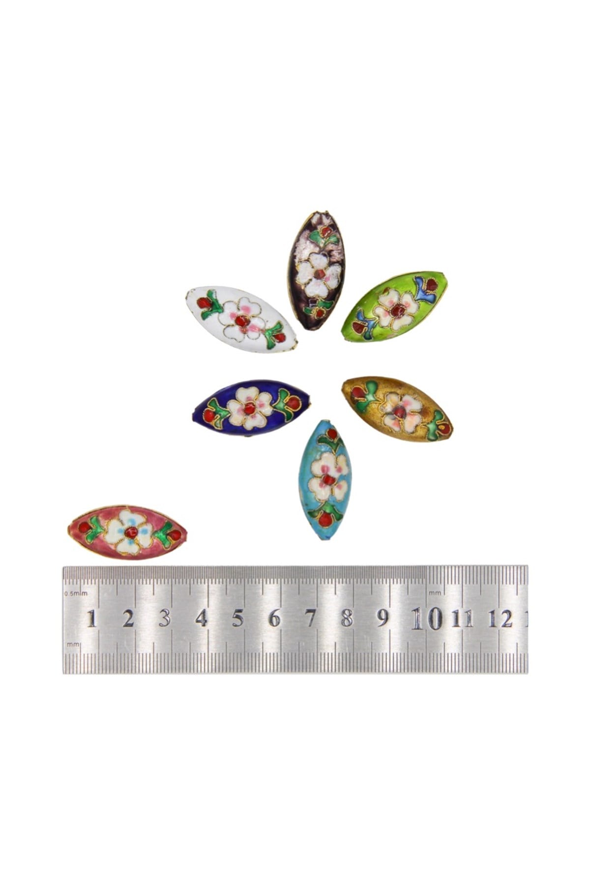 Altın Kaplama Cam Mineli Boncuk 13x30 mm