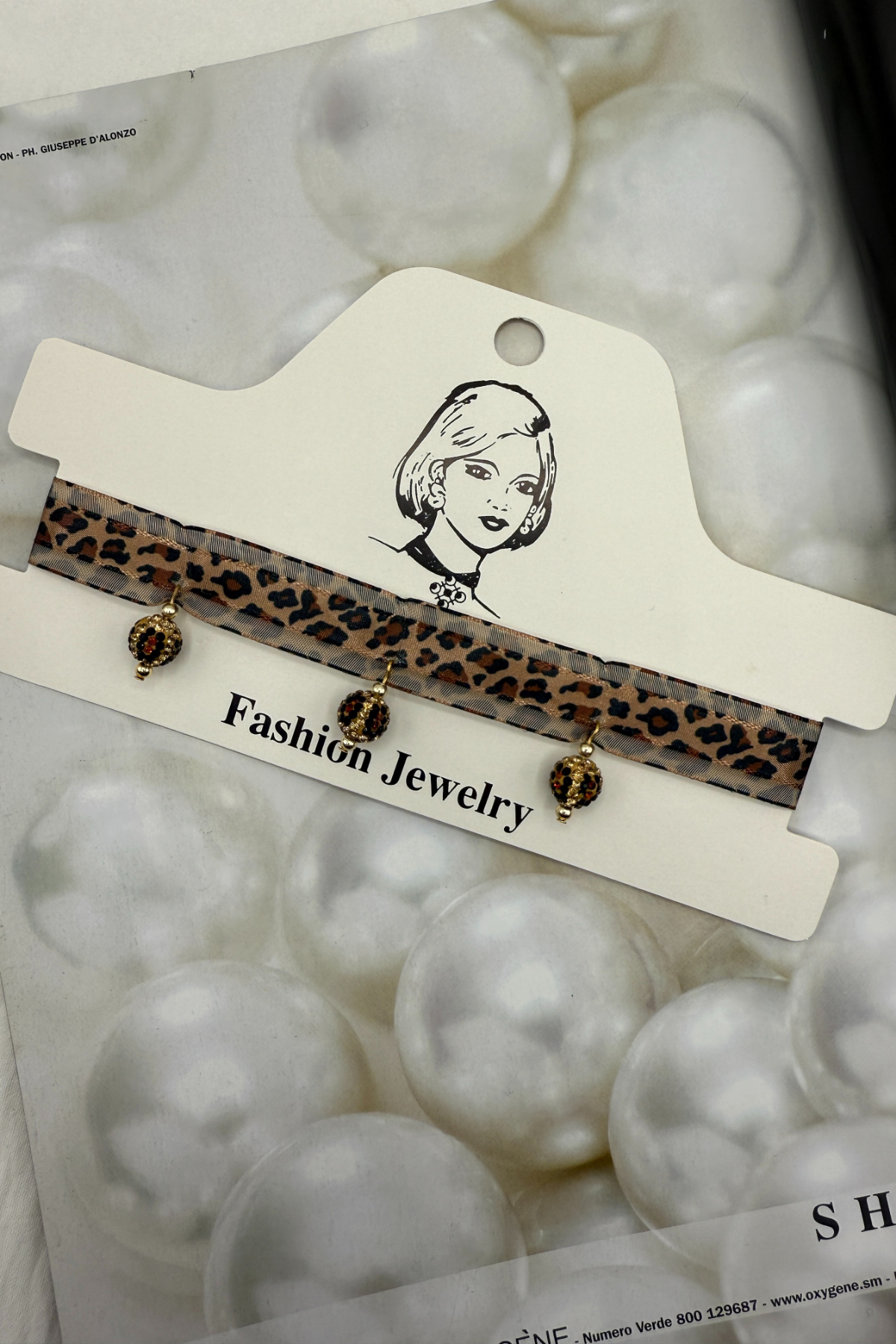 310E613A - LEOPAR DETAYLI CHOKER KOLYE  