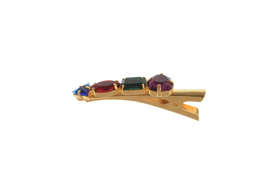 ESMTK138 ALTiN KAPLAMA RENKLİ SWAROVSKİ TAŞLi PENS TOKA