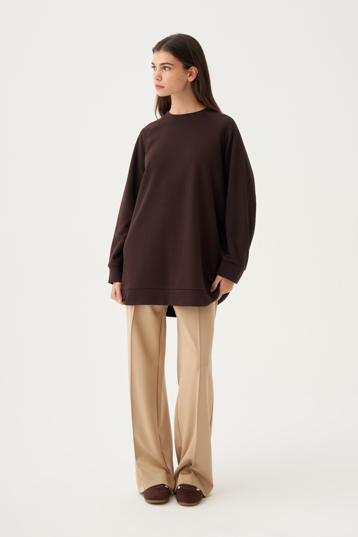 Acı Kahve-Reglan Kollu Sweat
