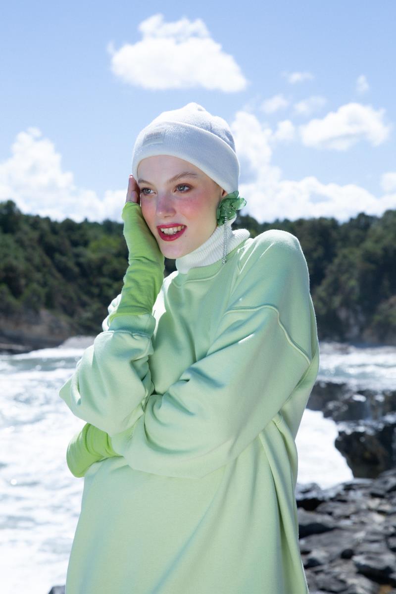 Sweat basique oversize vert clair à 3 fils