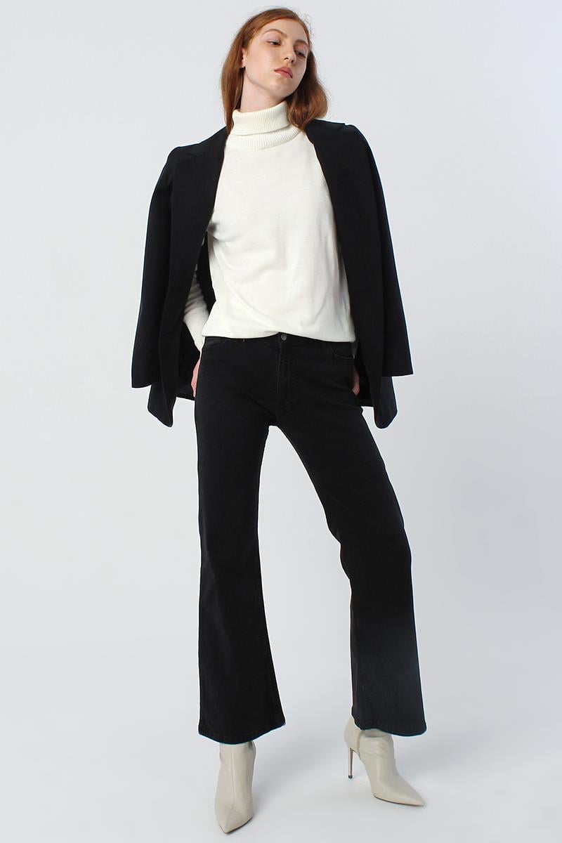 Pantalon en denim à jambe large anthracite