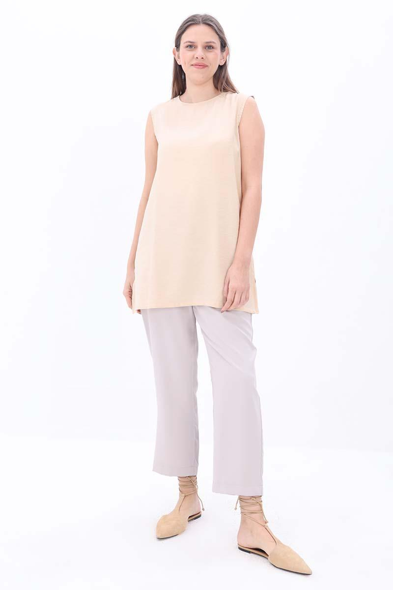 Beige-Basic Unterwäsche-Tunika mit neuen Ärmeln