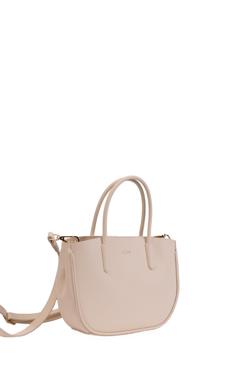 Beige-Sac à main et bandoulière en simili cuir avec bouton-pression