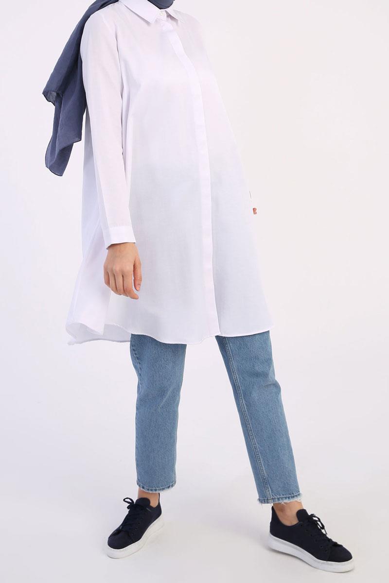 White-Flare Shirt Tunic