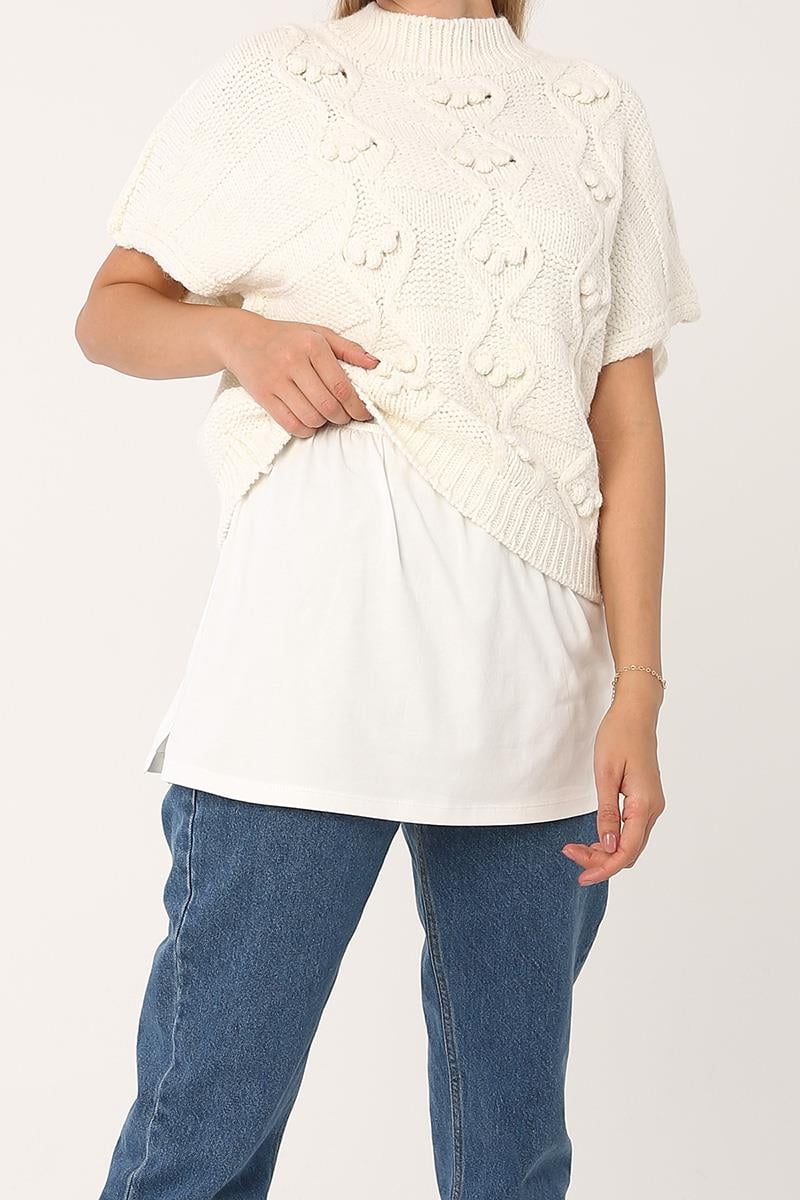 Ecru-Cotton Combed Short Underwear Skirt