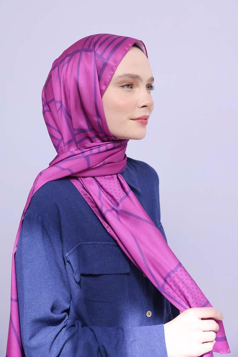 Fuchsia-lila gemusterter Twill-Schal