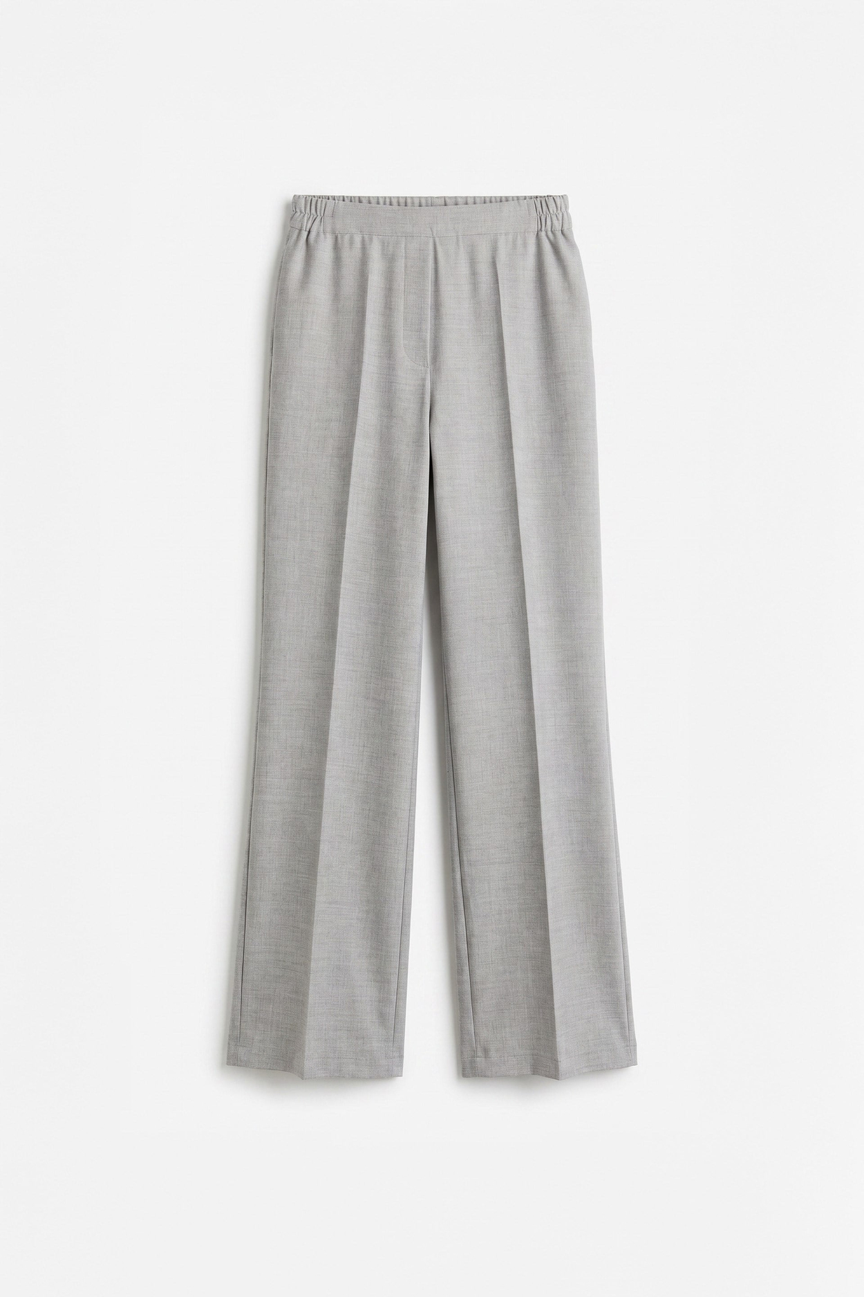 Gri-Geniş Paça Polyviskon Pantolon