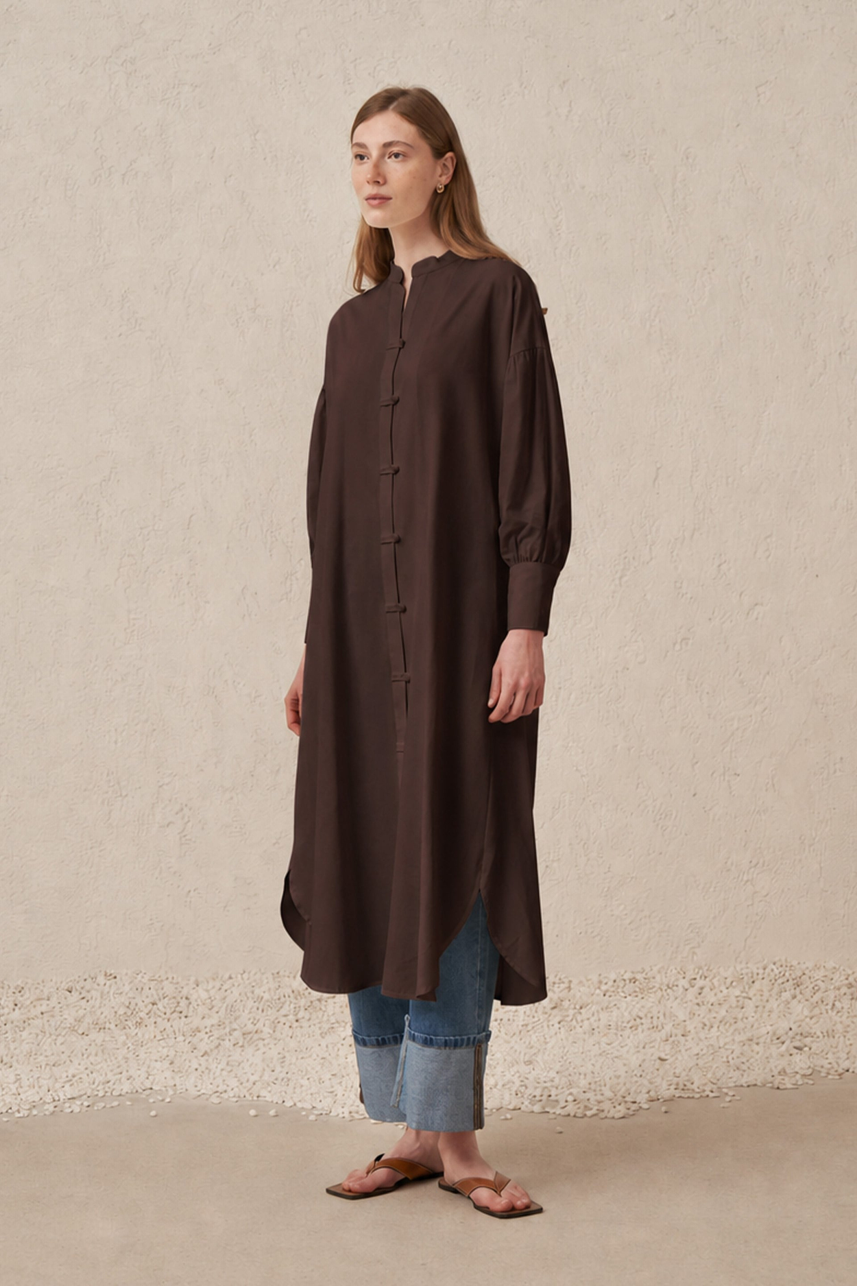 Kahve-Brit Detay Uzun Tunik