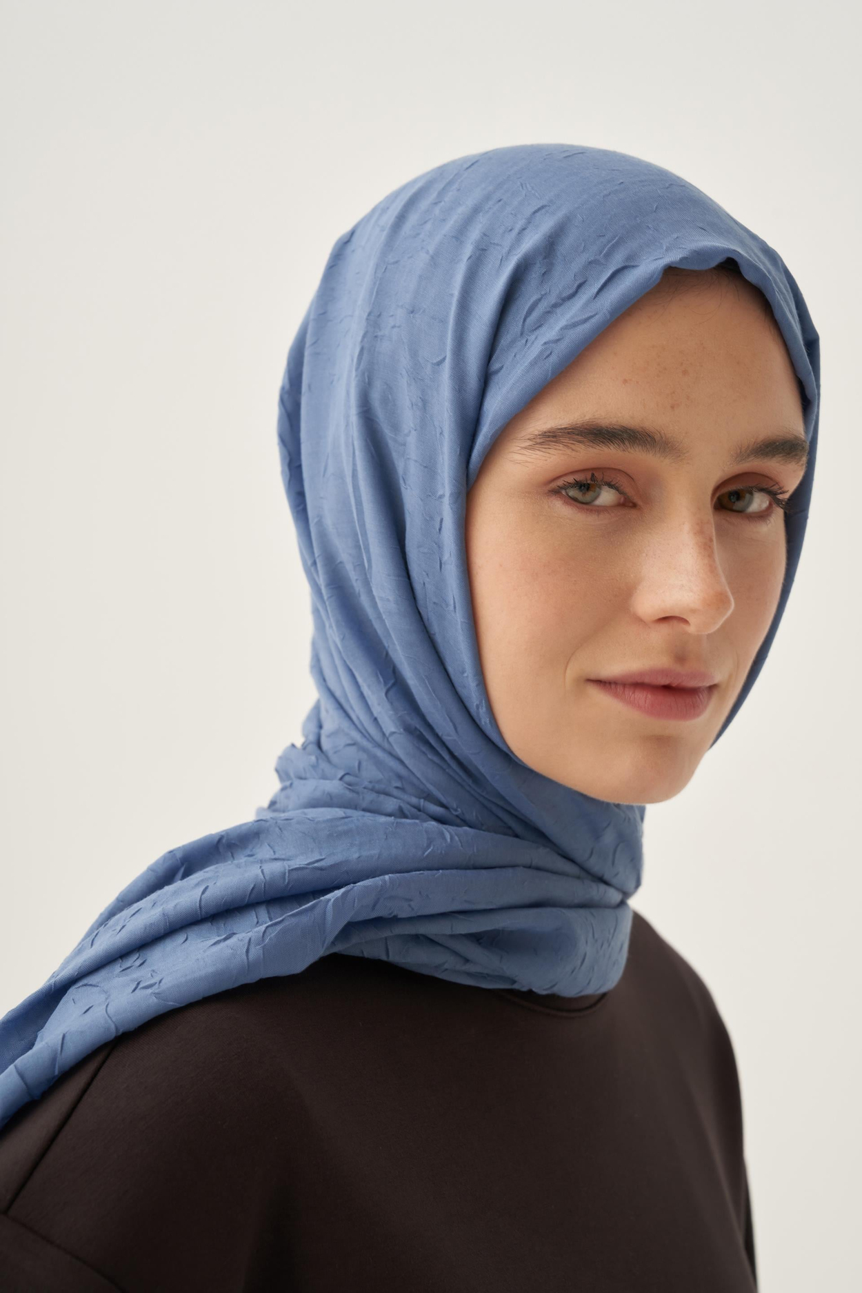 أزرق جينز-وشاح من قماش بامبو