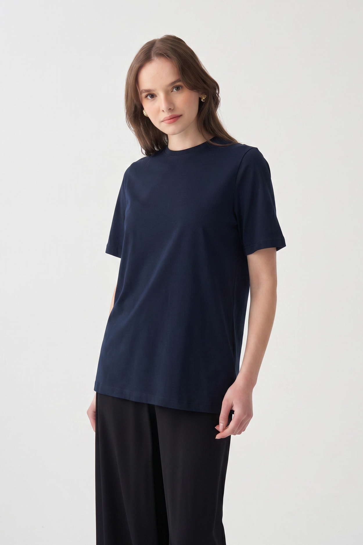 Navy-Crew Neck Modal T-Shirt