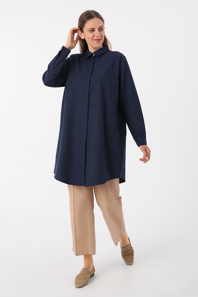 Tunique chemise bleu marine grande taille