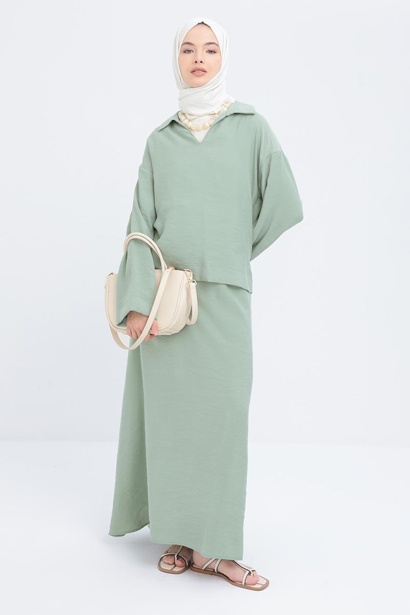 Mint-Shirt And Skirt Set