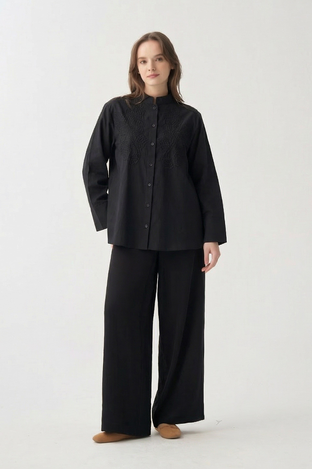 Black-Embroidered Detail Shirt
