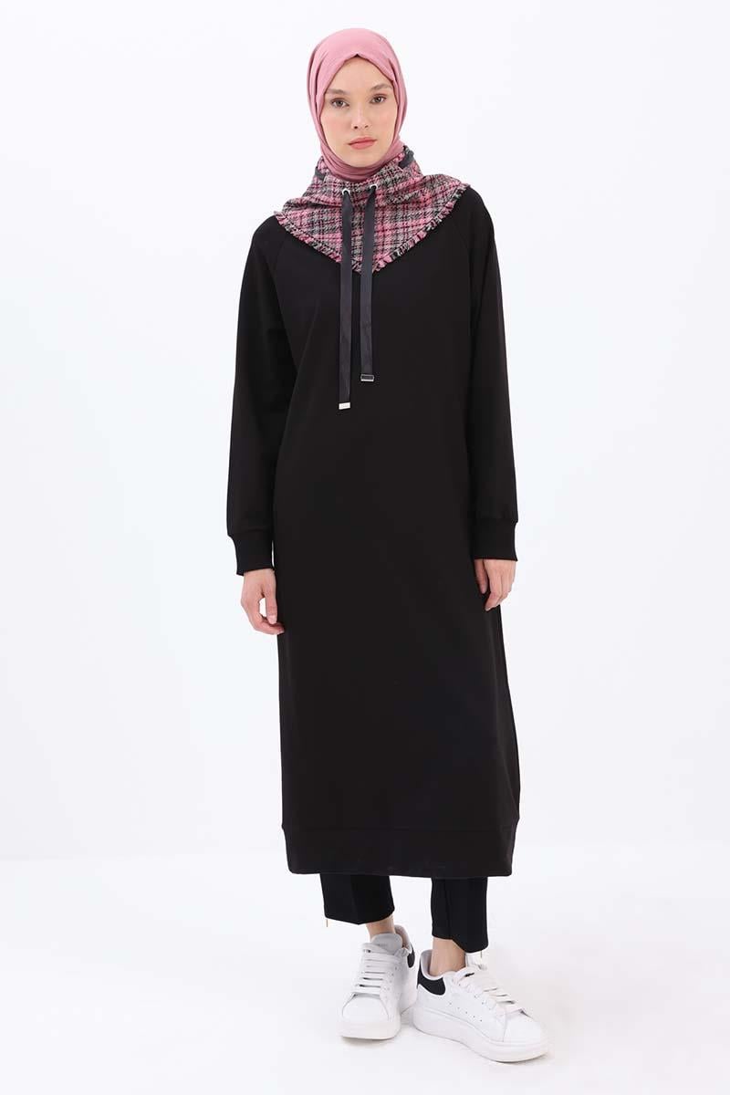 Siyah-Tüvit Garnili Sweat Tunik
