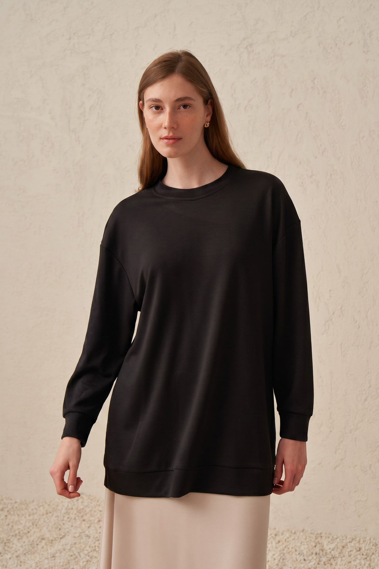 Schwarz-Sweatshirt Mit Weicher Struktur