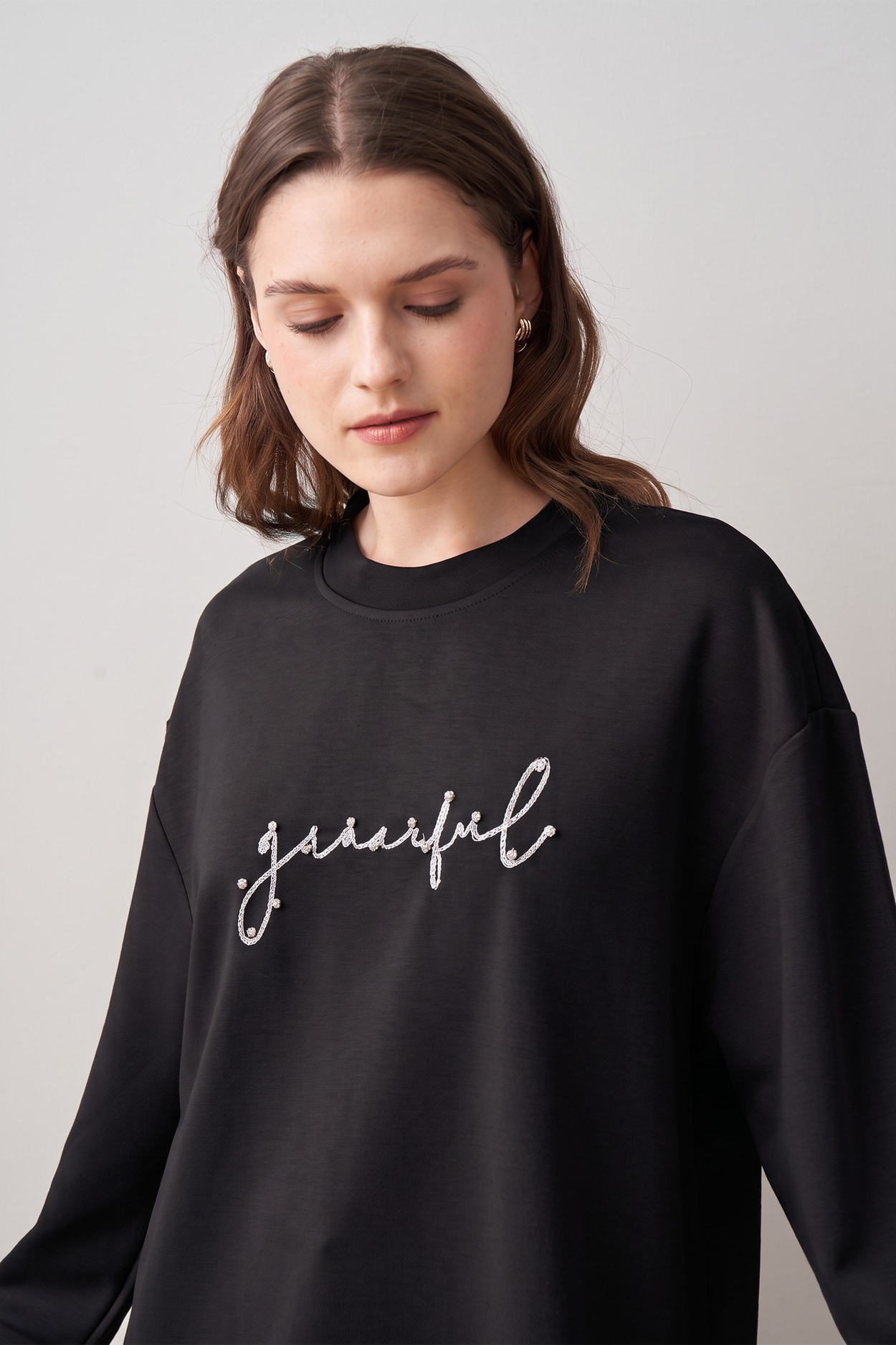 Siyah-Yumuşak Dokulu Sweatshirt