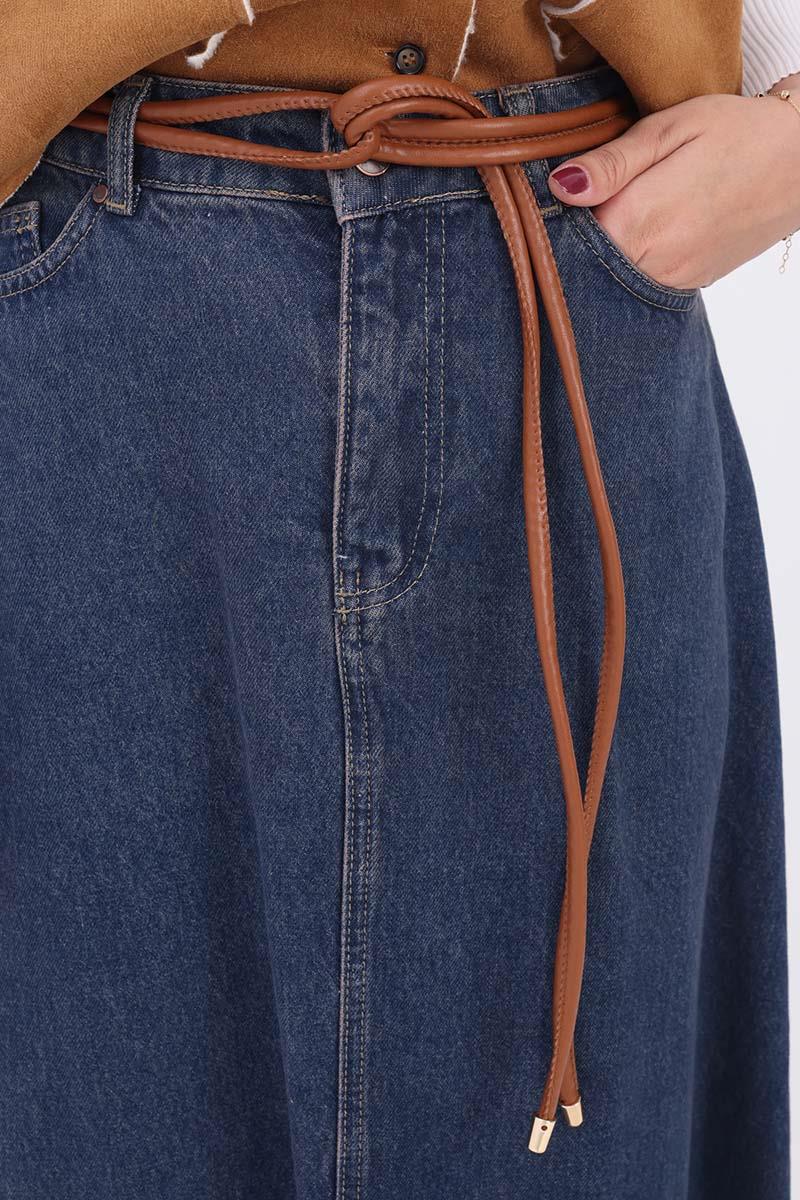 Tan-Leather Piping Belt