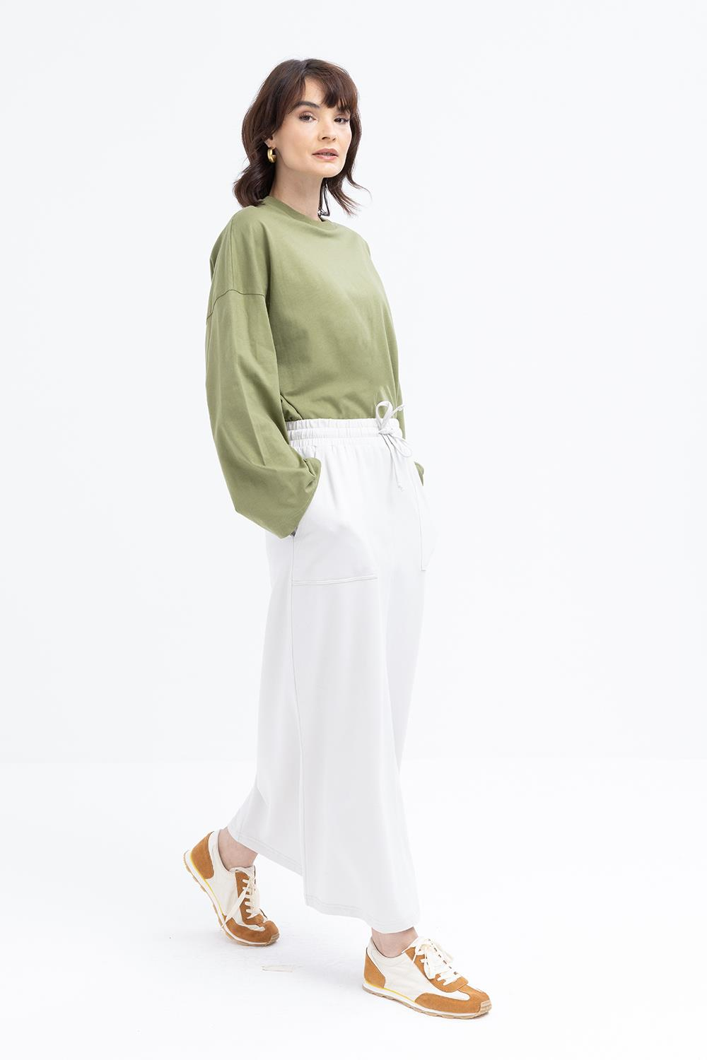 Stone-Cotton Two Pocket Skirt