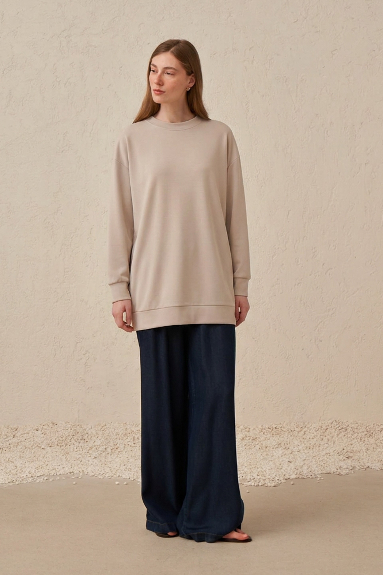 Stein-Sweatshirt Mit Weicher Struktur