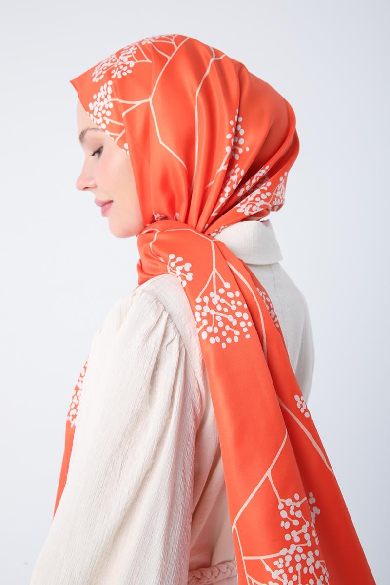 Orange gemusterter Twill-Schal