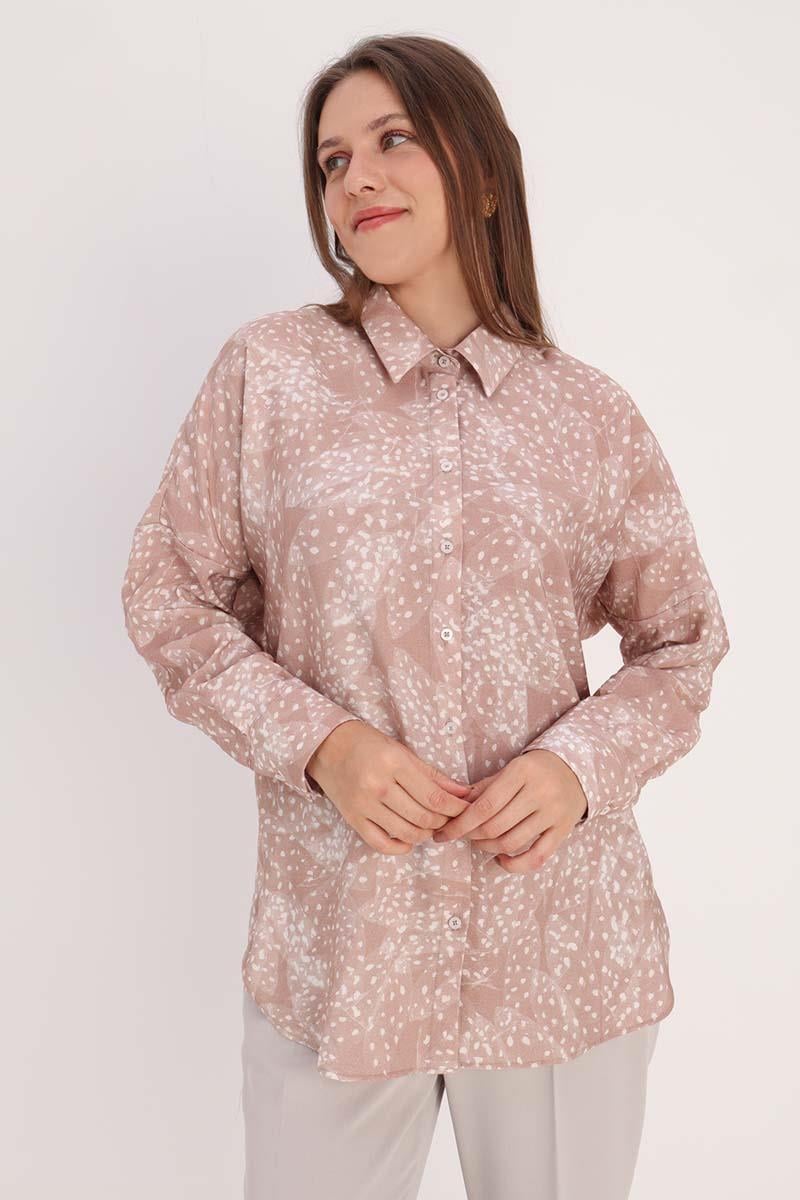 Chemise Oversize Vison-Écru