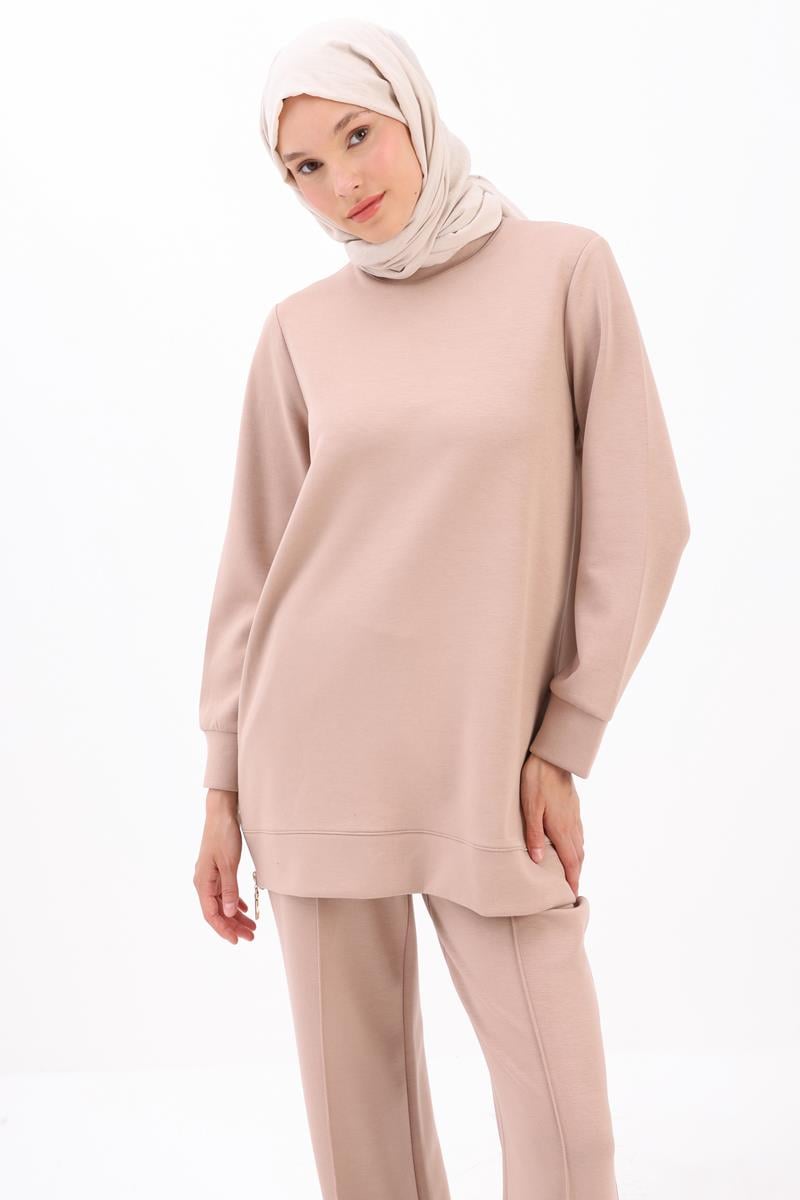 Mink-Garni Pleated Tunic
