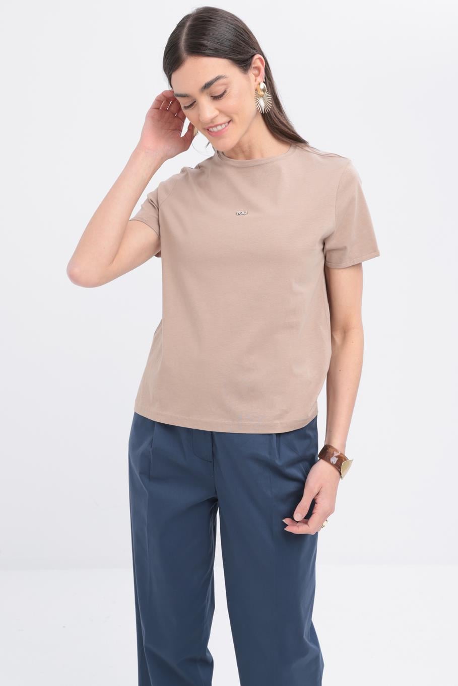 Beige taupe-T-shirt 100% coton