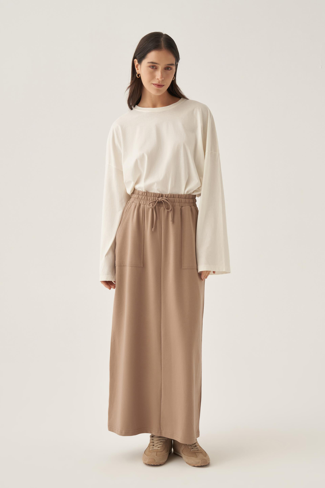 Mink-Cotton Two-Pocket Skirt