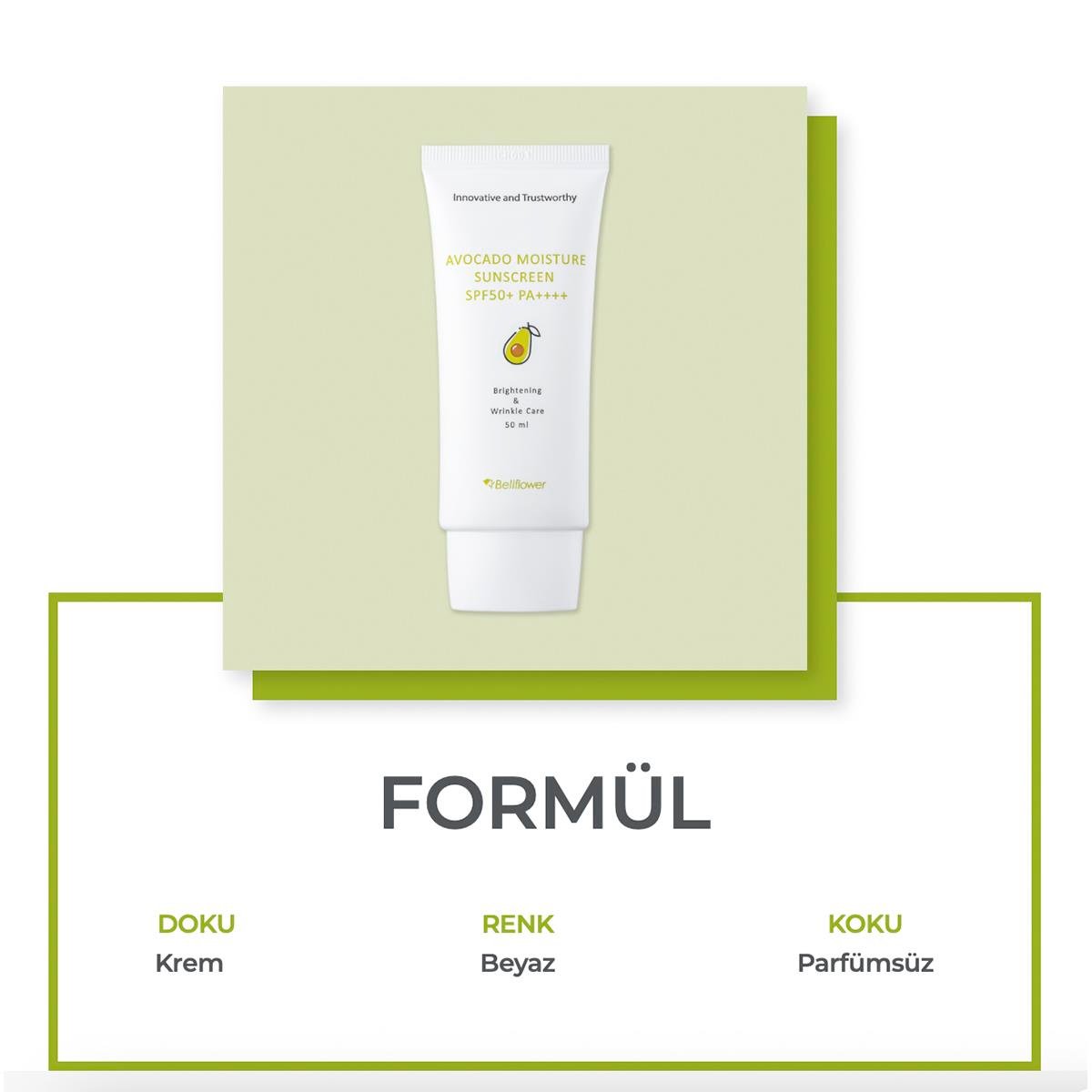 Avokado Ve Centella İçeren Nemlendirici Güneş Kremi Spf50+ Pa++++ 50ml