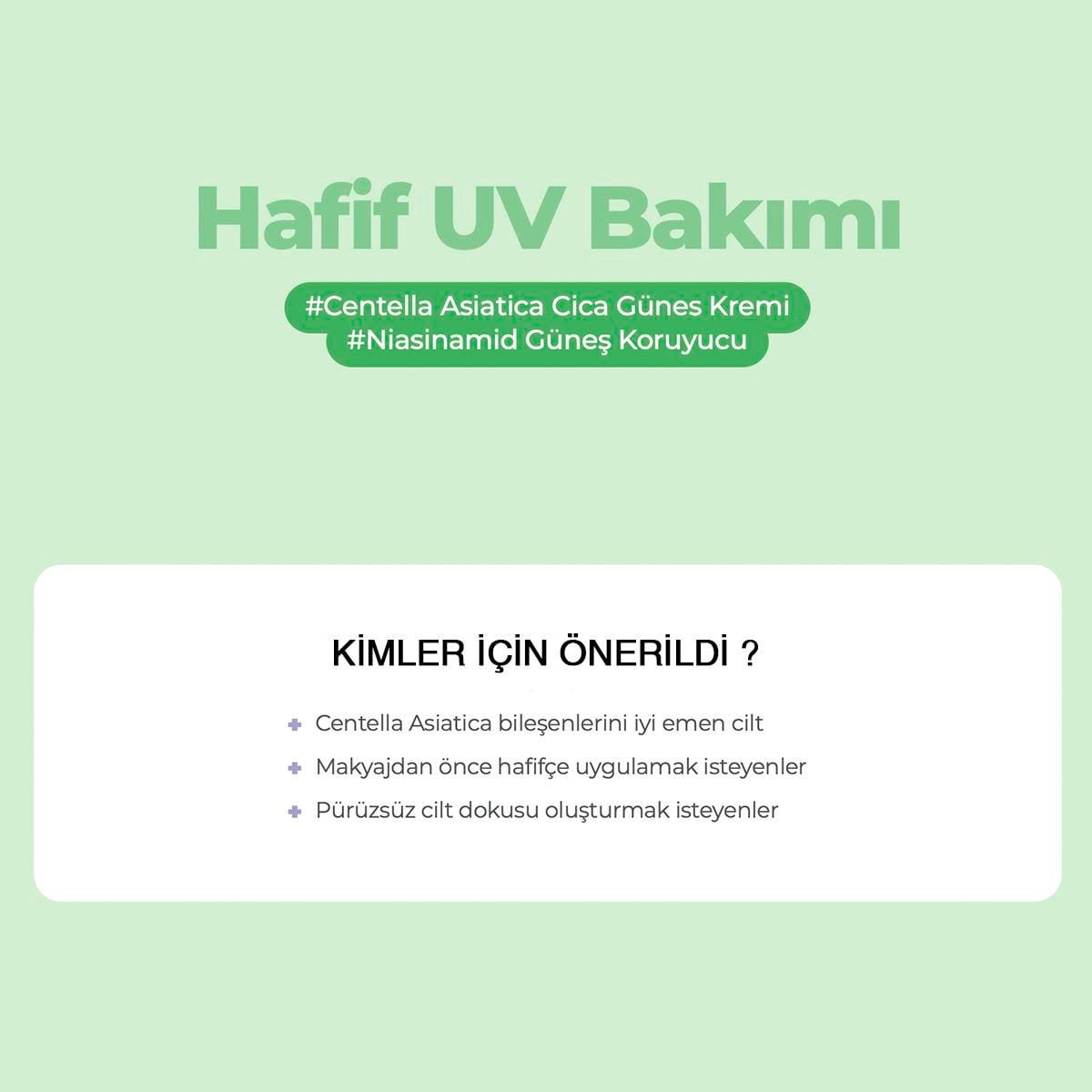 Centella Özlü Ve Niacinamide İçeren Ferahlatıcı Güneş Kremi Spf50+ Pa++++ 50ml