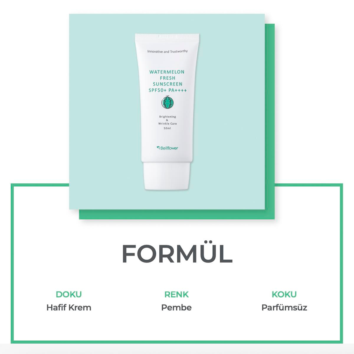 Karpuz ve Centella İçeren Nemlendirici Ve Canlandırıcı Etkili Güneş Kremi Spf50+ Pa++++ 50ml