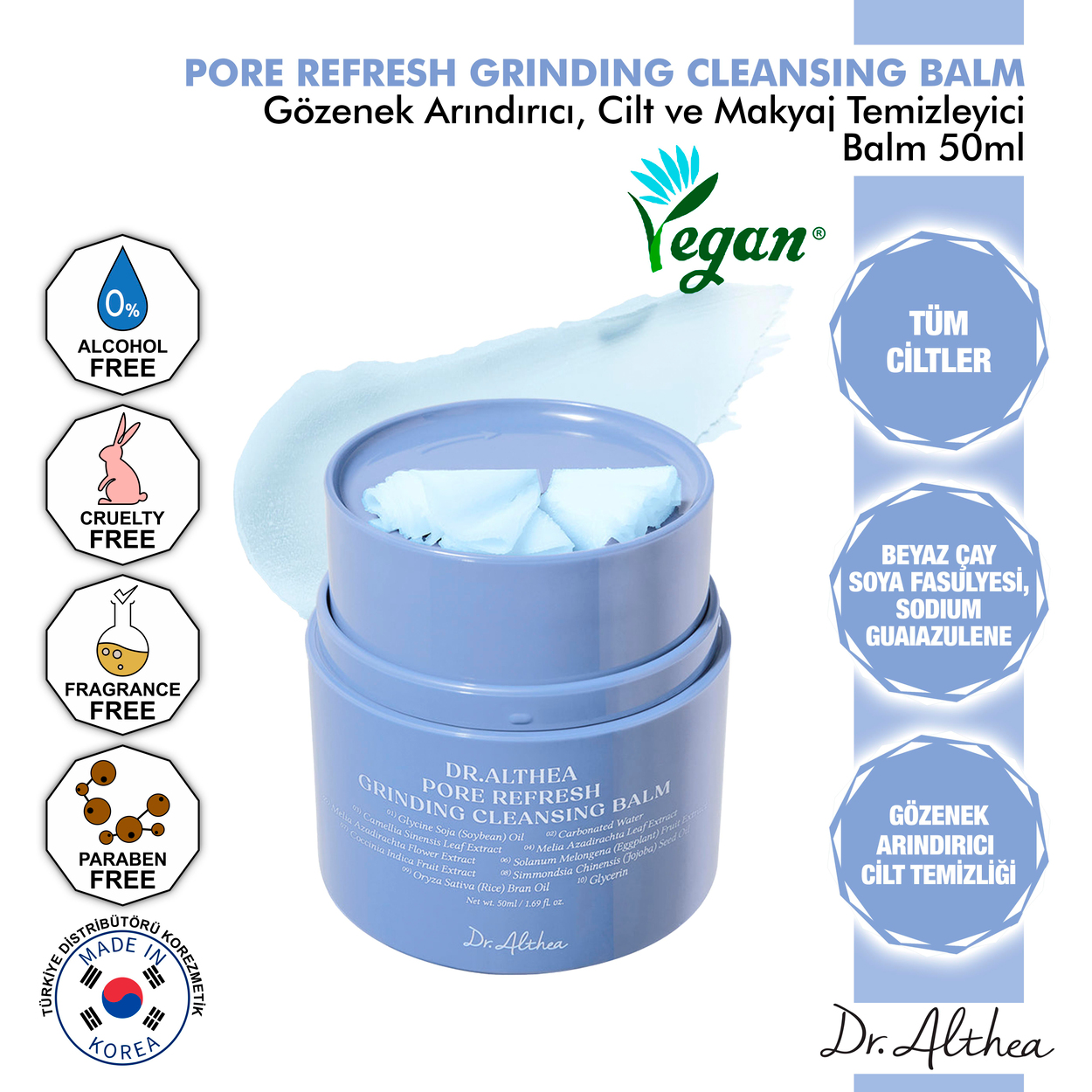 Dr. Althea Gözenek Arındırıcı Pore Refresh Grinding Cilt Ve Makyaj Temizleyici Balm - 50ml