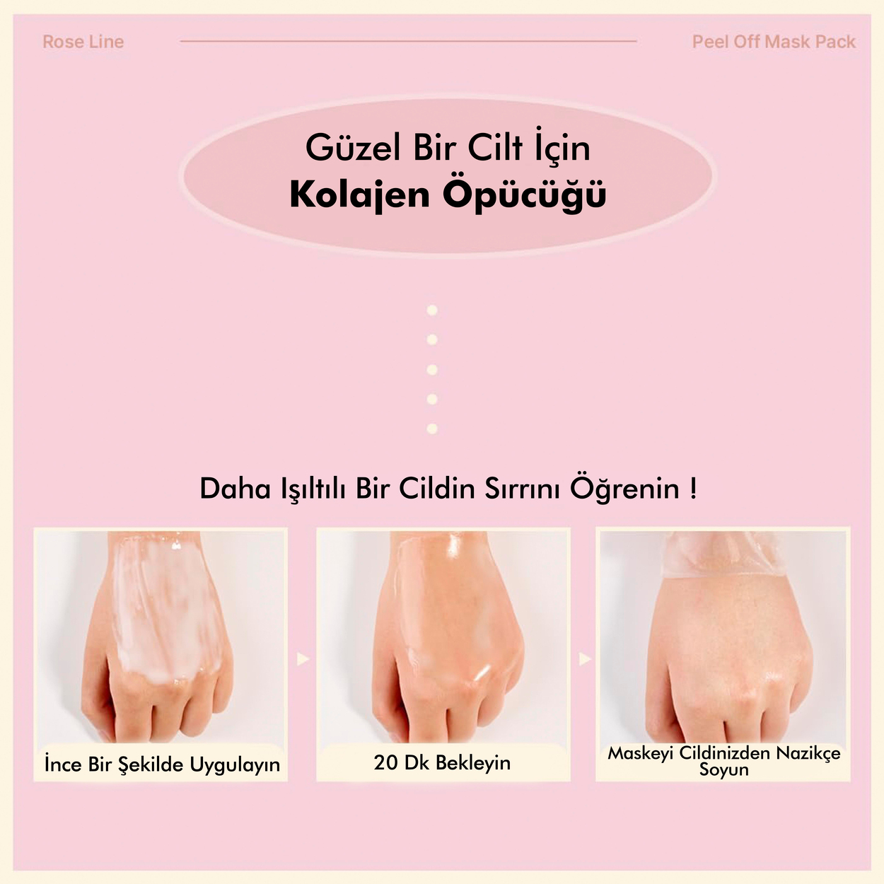 Miguhara Gül Ve Kolajen İçeren Nemlendirici Etkili Soyulan Ve Eriyen Kore Cam Cilt Maske Peel Off - 60ml