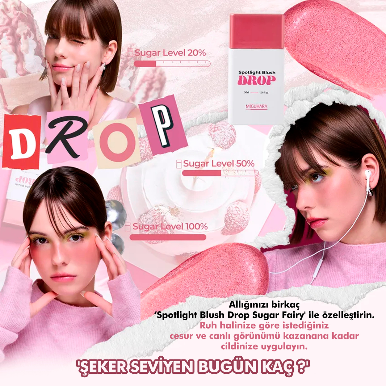 Miguhara Bakım Yapan Hibrit Allık - Spotlight Blush Drop Sugar Fairy - 30ml