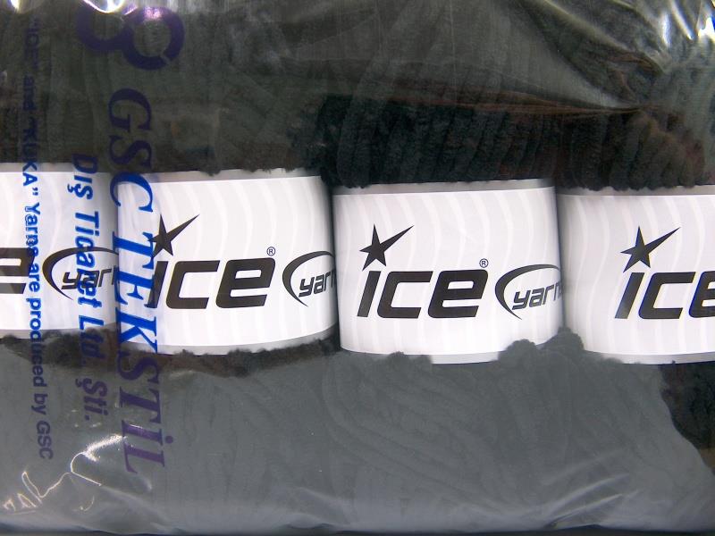 Lot of 4 x 100gr Skeins Ice Yarns CHENILLE BABY LIGHT (100% MicroFiber) Yarn Black
