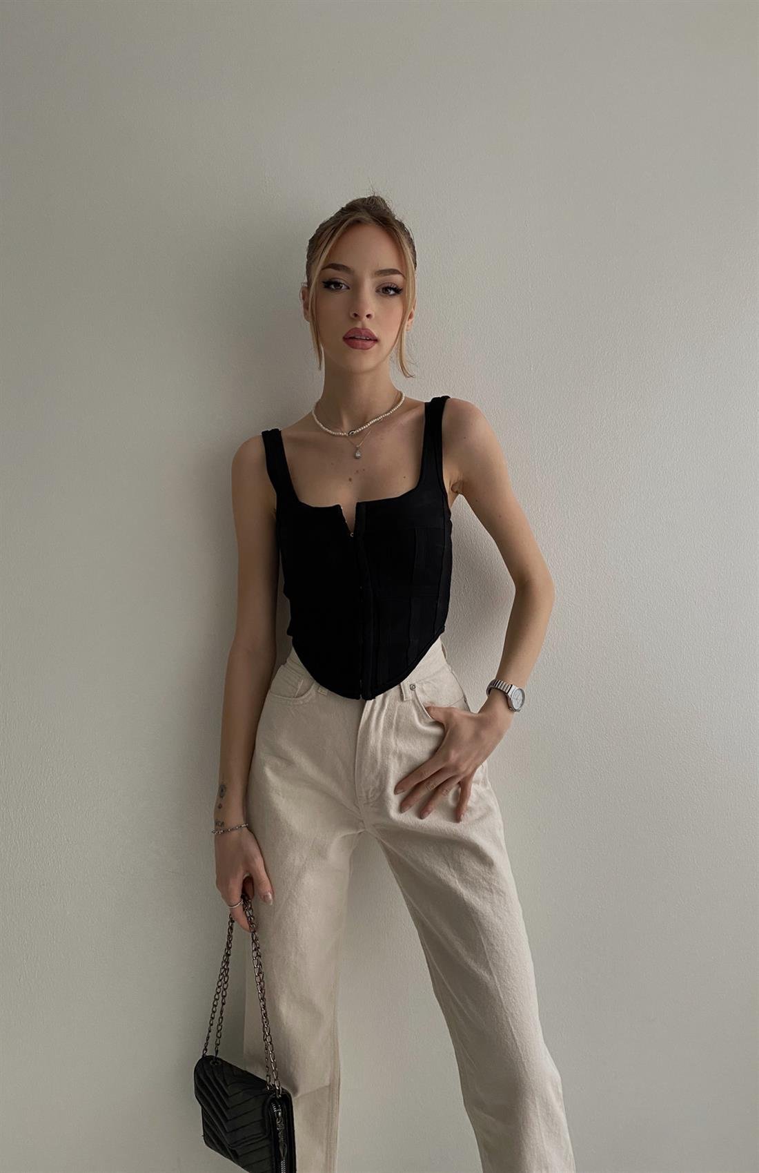 Korse Top Bluz SİYAH