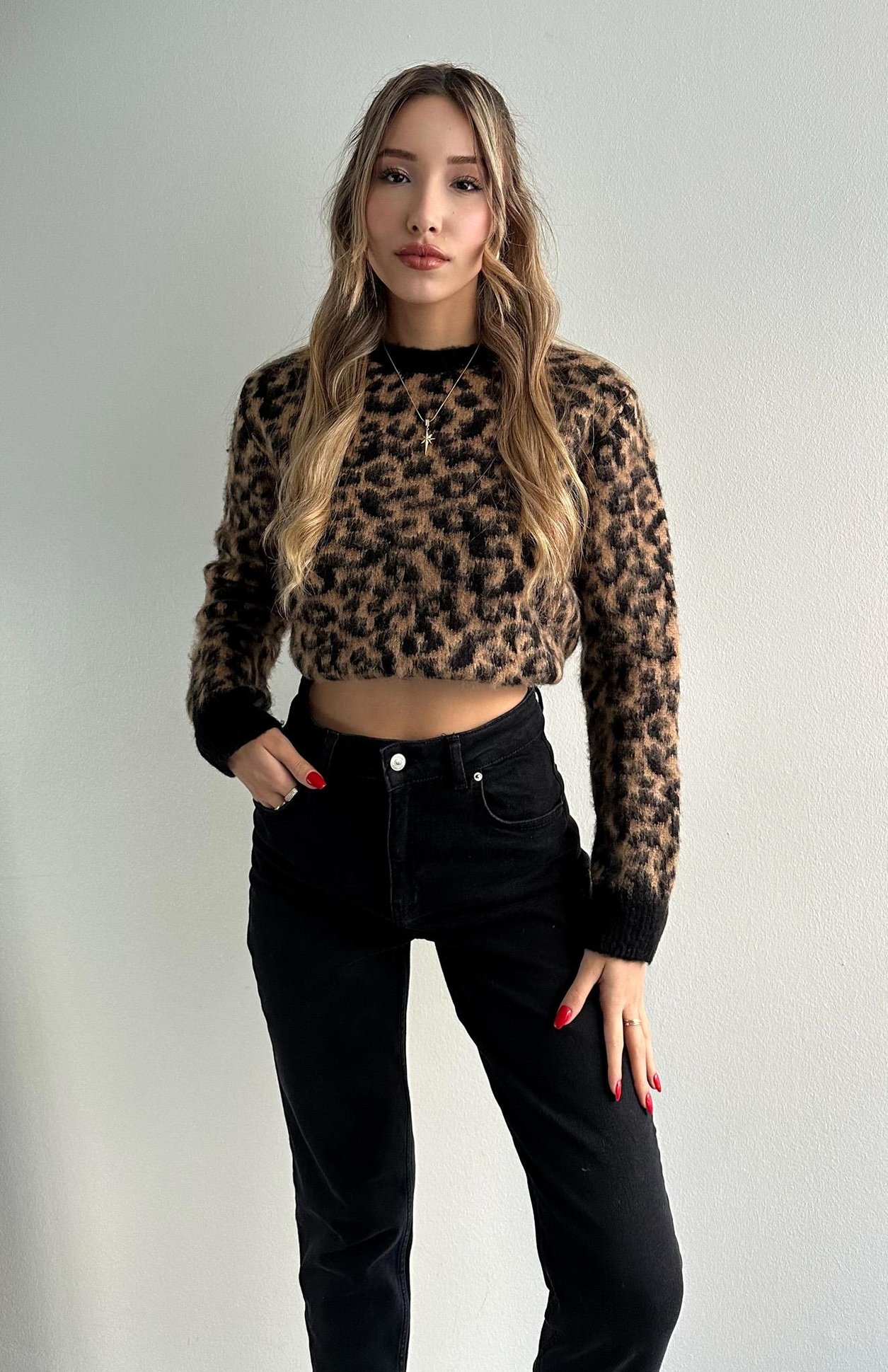 Leopar Desen Kazak SİYAH LEOPAR