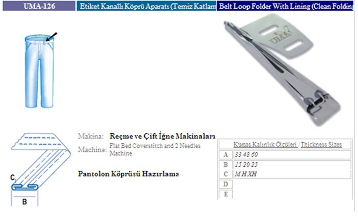 Uma-126 Etiket Kanallı Köprü Aparatı (Temiz Katlama)