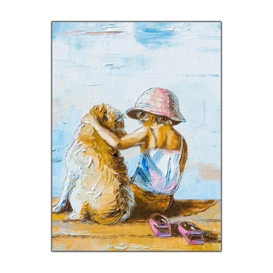 KÖPEK VE KÜÇÜK KIZ YAĞLI BOYA DOKULU TABLO ürününe, YAĞLI BOYA DOKULU TABLOLAR kategorisinden hemen satın alabilirsiniz.