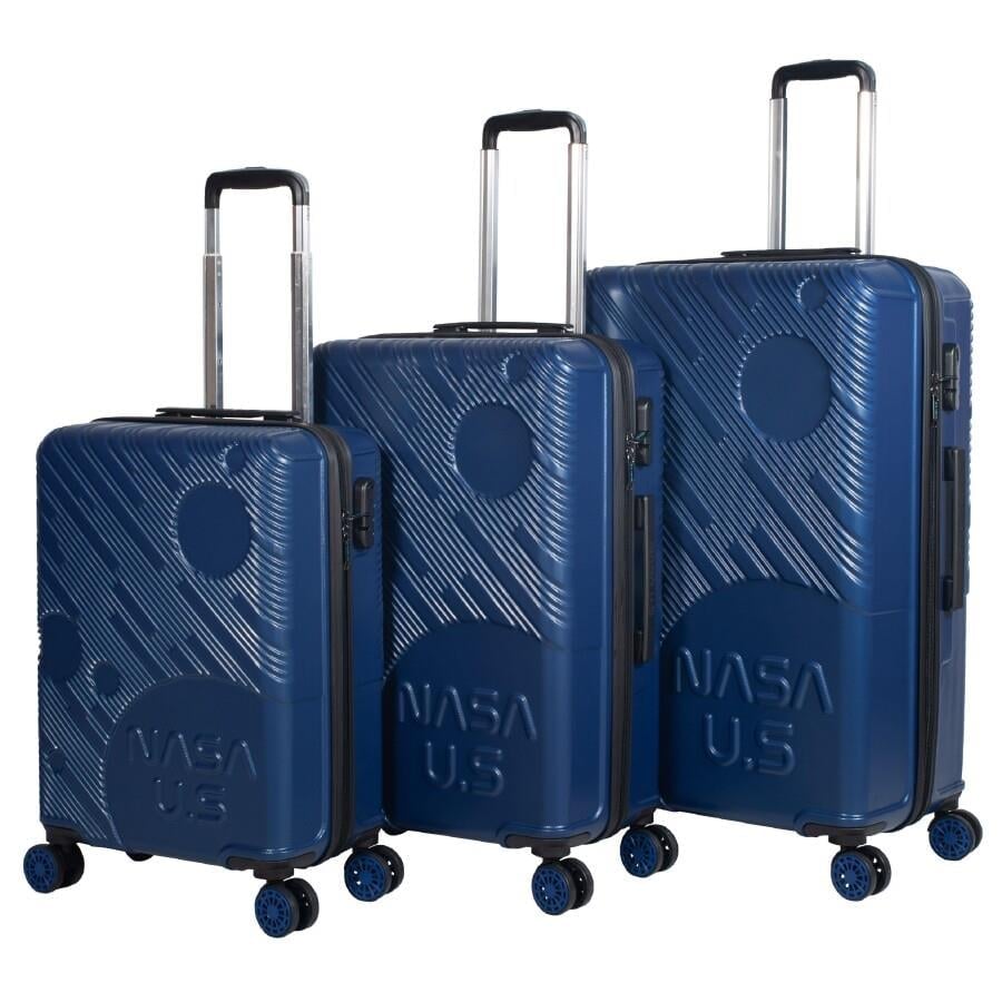 NASA U.S Space Lacivert 3 lü Valiz Seti (Büyük + Orta + Kabin )