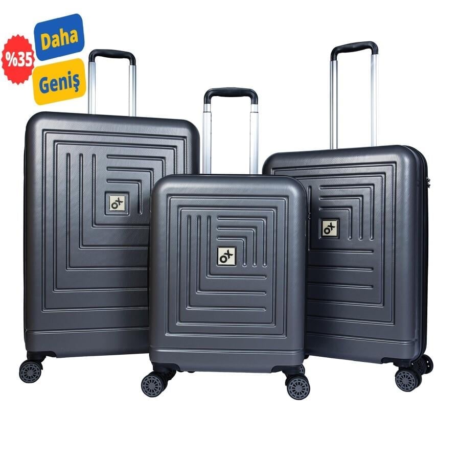 OX MAZE 3 LÜ ANTRASİT VALİZ SETİ (BÜYÜK + ORTA + KABİN )