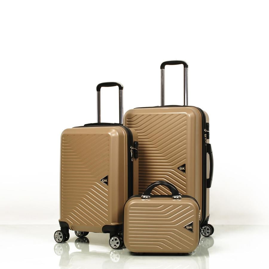 Ox Premium 3 lü Gold Valiz Seti ( Orta + Kabin + Makyaj )