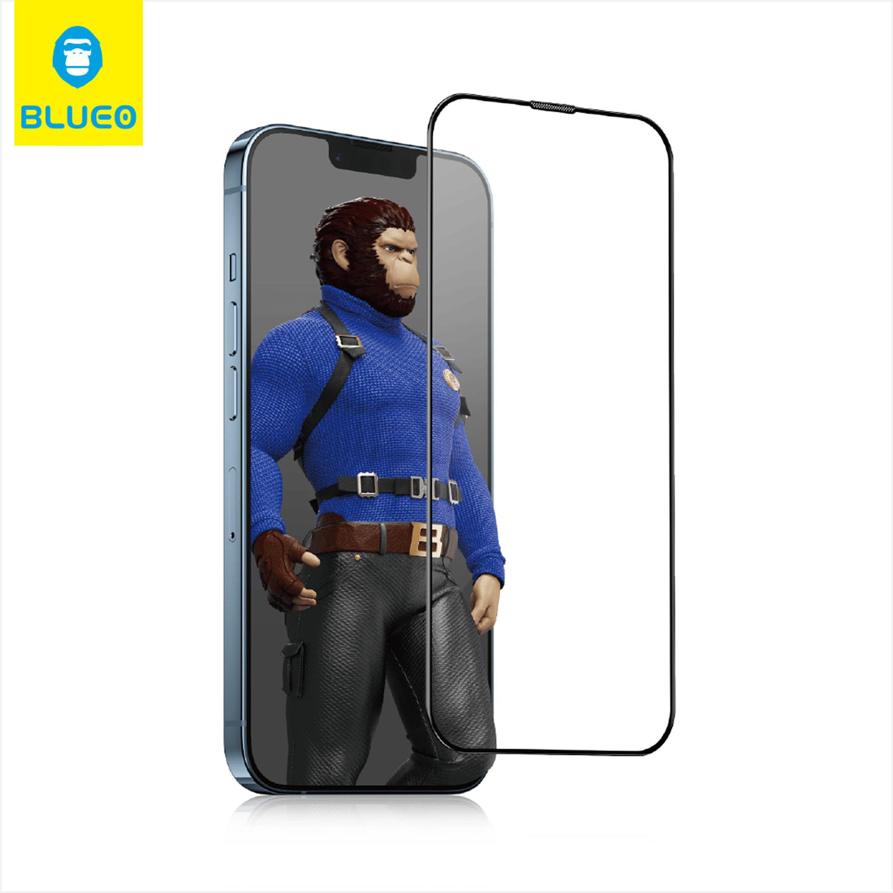 BLUEOB Corning Substrate Glass iPhone 14 Pro Kavisli Ekstra Güçlendirilmiş Kenar Katmanlar Tam Kaplayan Temperli Cam Ekran Koruyucu