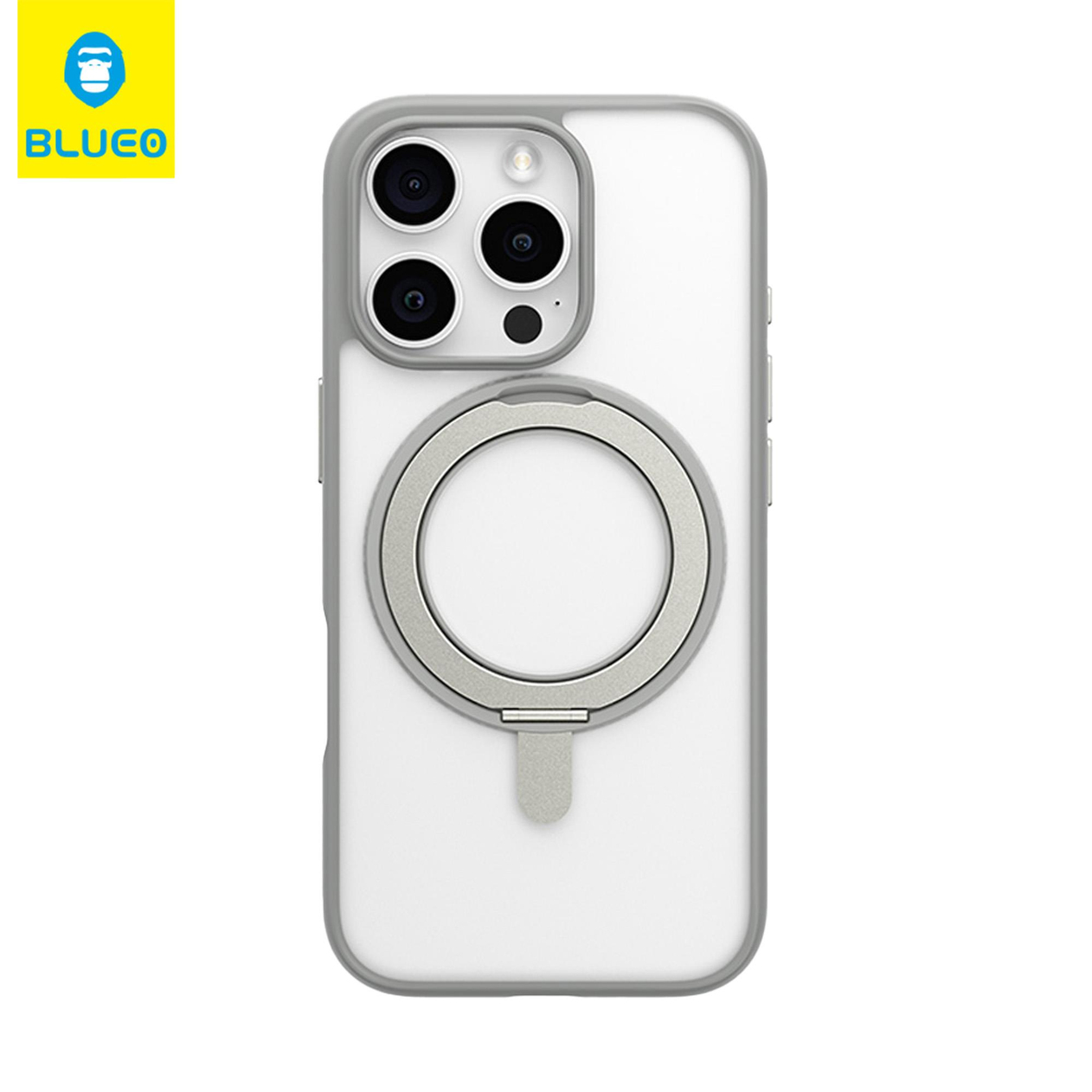 BLUEOB Skin Friendly 360 Rotatable iPhone 16 Parmak izi Bırakmayan Mat MagSafe Stand Özellikli Slim Yumuşak Silikon Kılıf