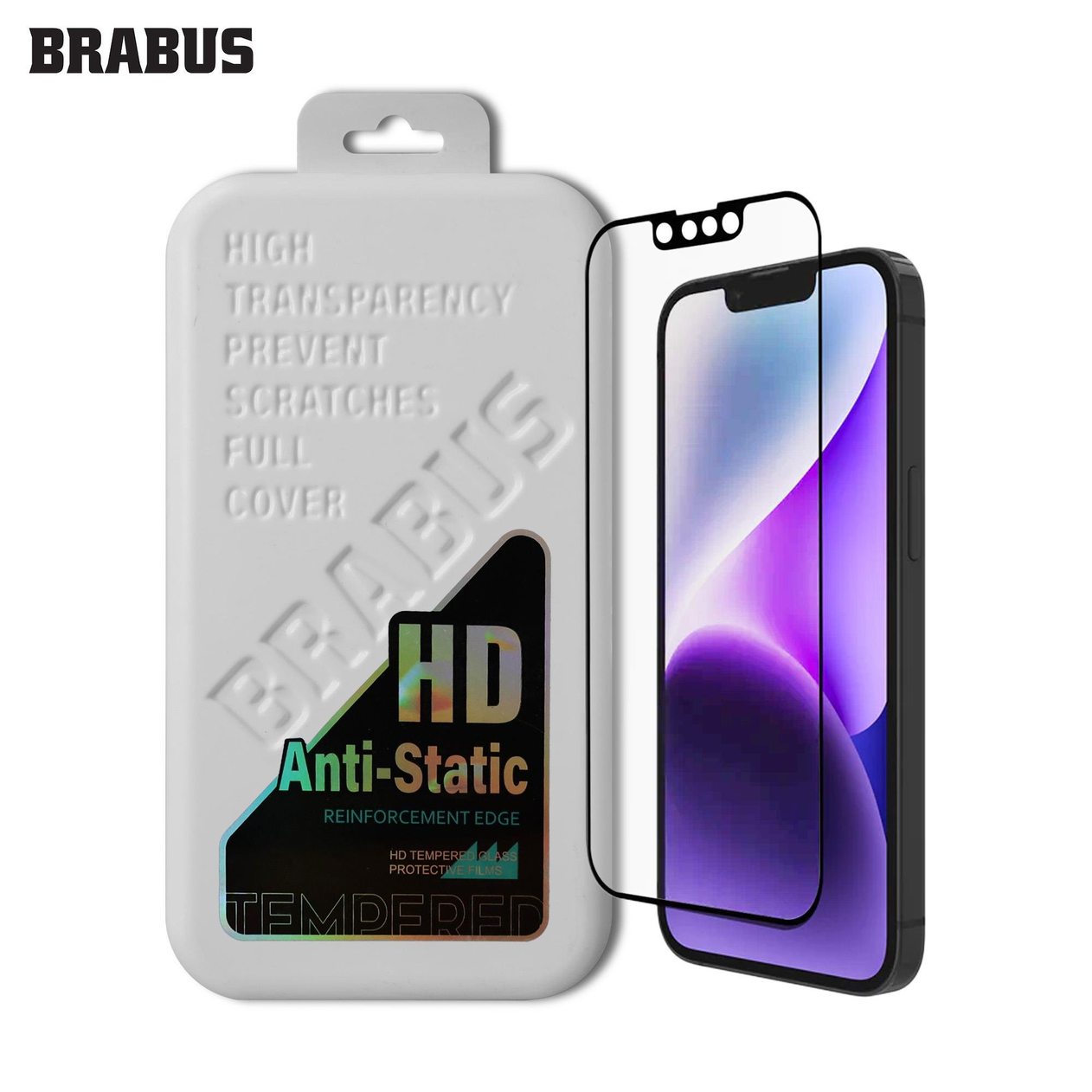 BRABUS iPhone 14 Pro Max HD Anti Static Film Tam Kaplayan Temperli Cam Ekran Koruyucu