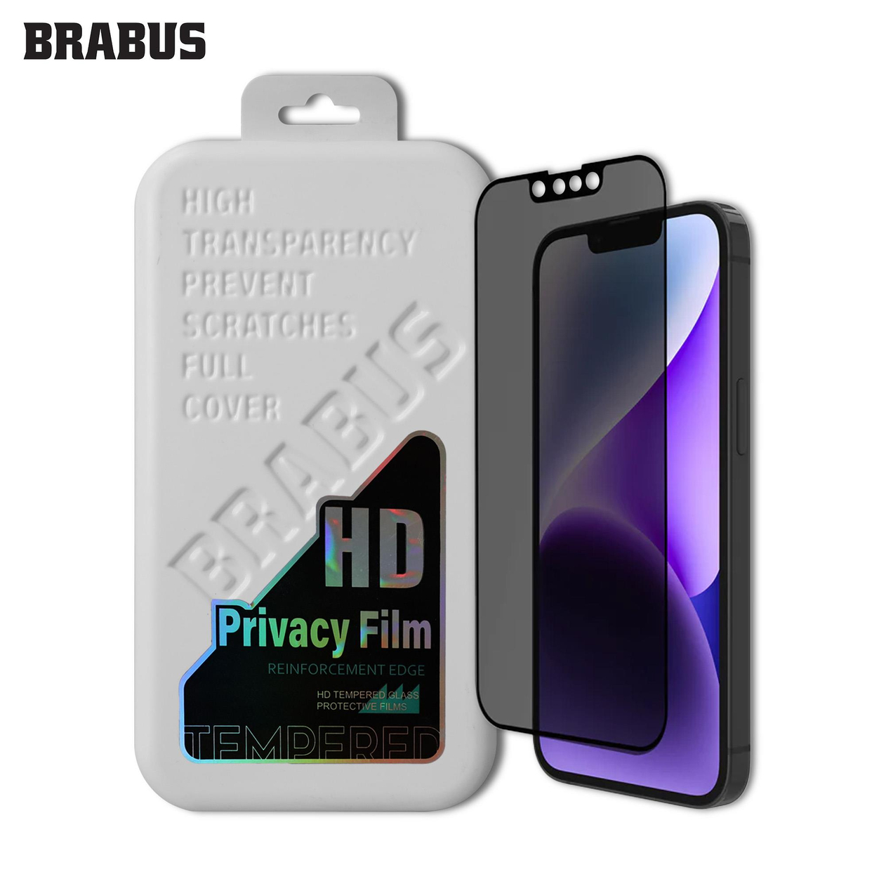 BRABUS iPhone 15 / 14 Pro HD Privacy Hayalet Film Tam Kaplayan Temperli Cam Ekran Koruyucu