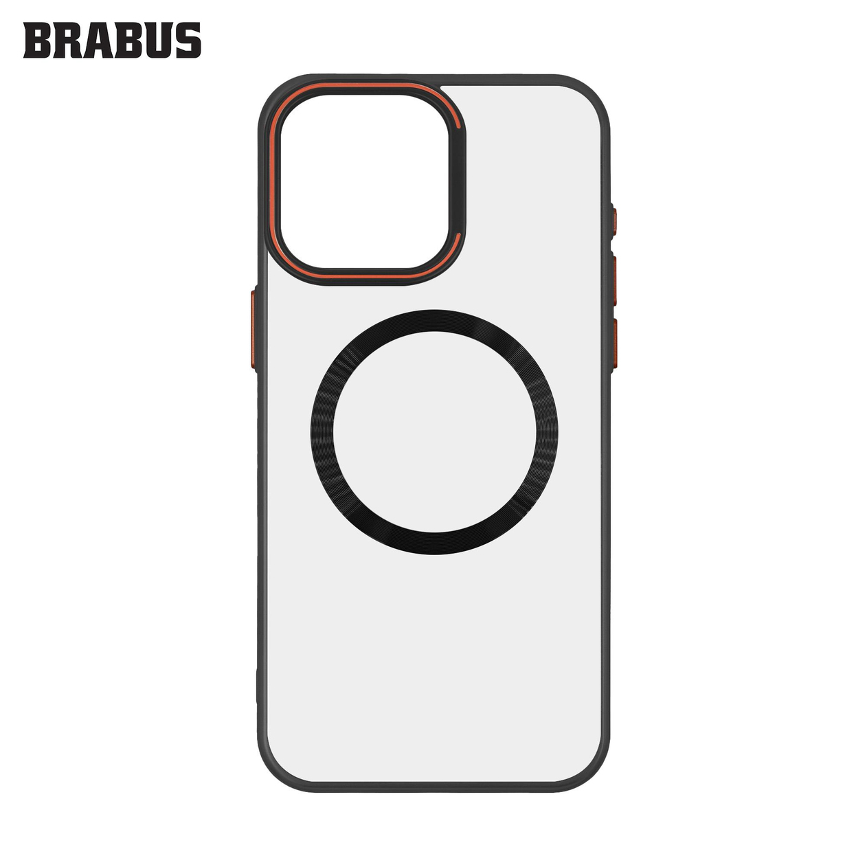 BRABUS iPhone 15 Pro Max MagSafe Metal Stand Özellikli Renkli Lazer Şeffaf Lens Koruyuculu ince Wing Silikon Kılıf