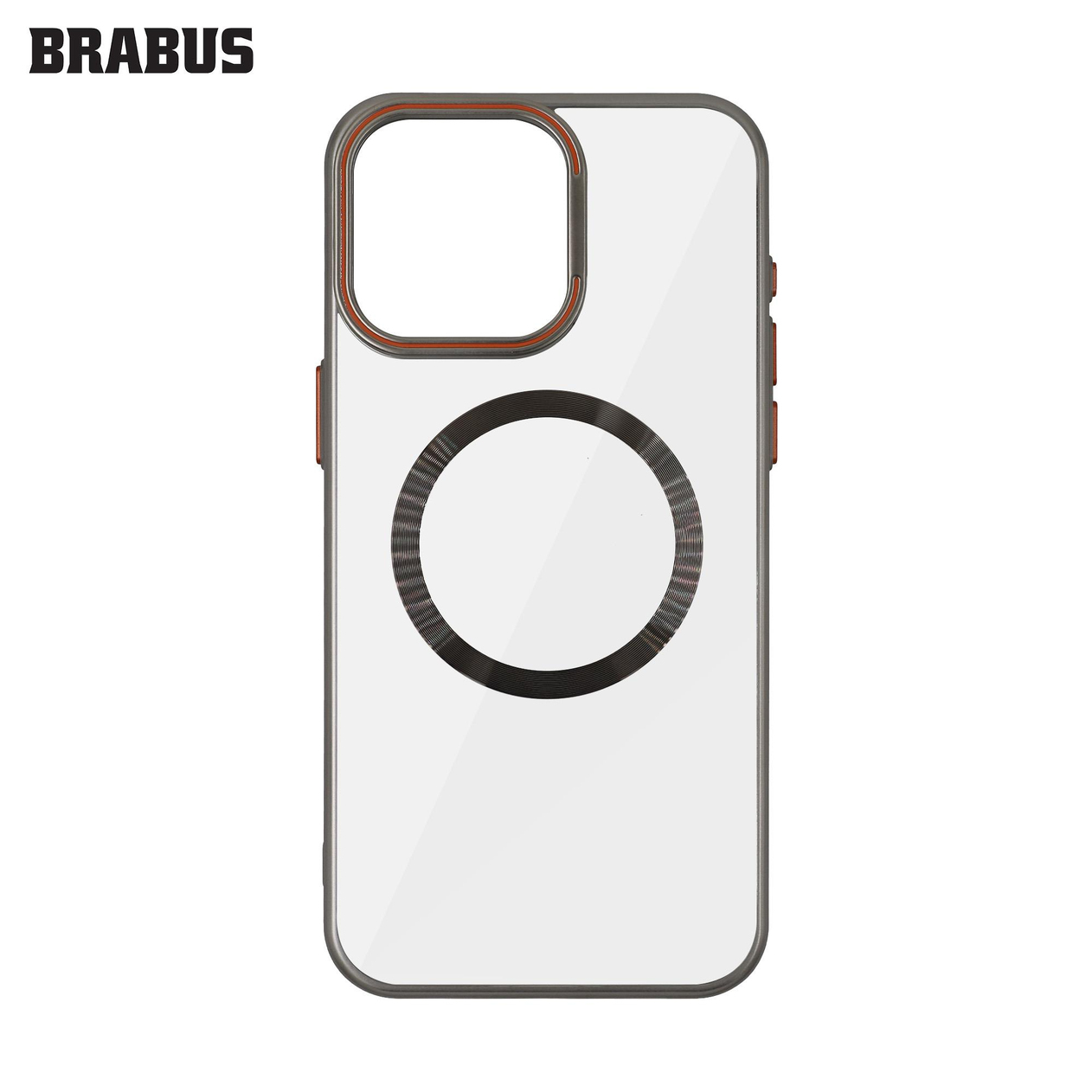 BRABUS iPhone 15 Pro Max MagSafe Metal Stand Özellikli Renkli Lazer Şeffaf Lens Koruyuculu ince Wing Silikon Kılıf