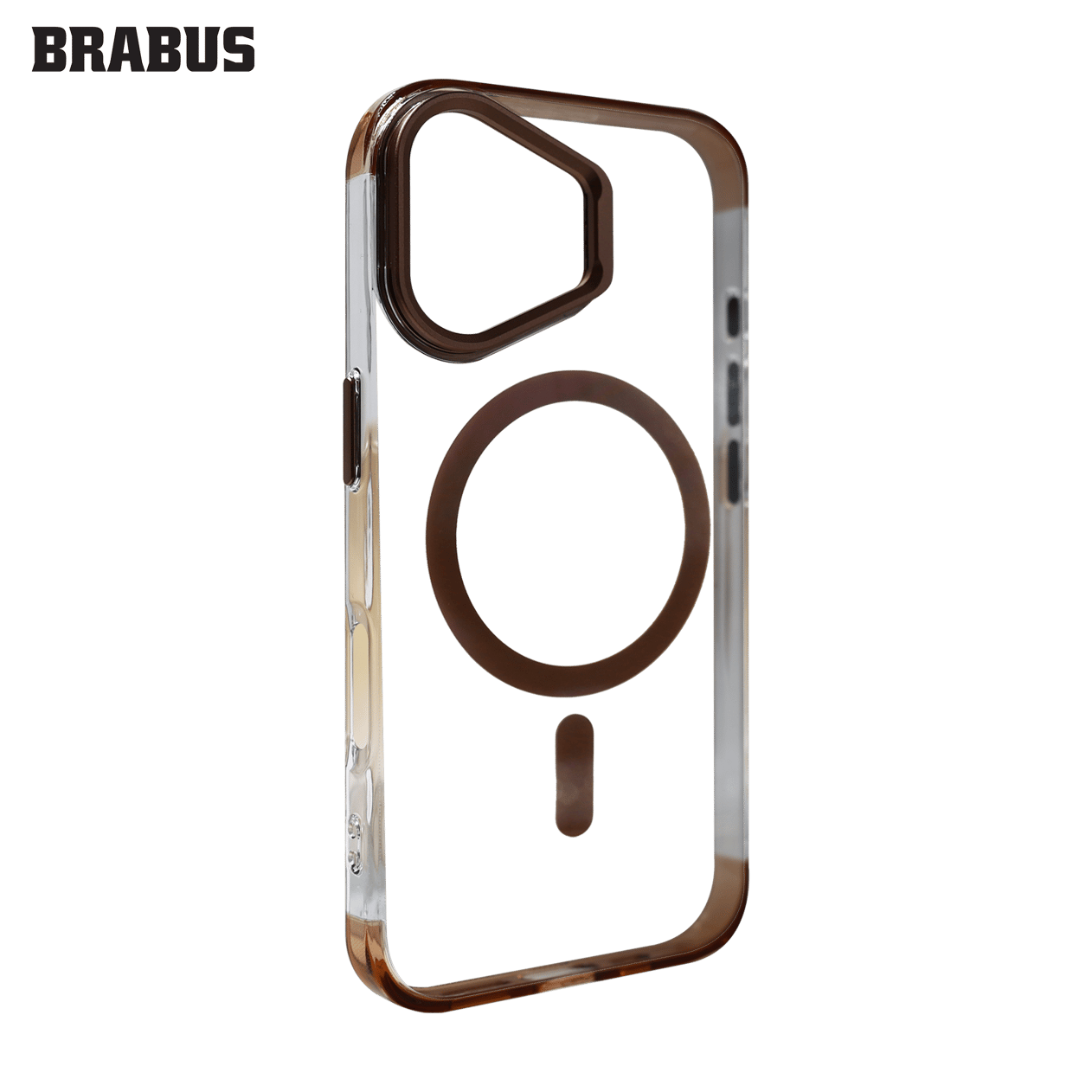 BRABUS iPhone 16 MagSafe Özellikli Sararmaya Dayanıklı Metal Kamera Standlı Şeffaf Renkli Supra Silikon Kılıf